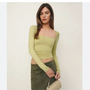 Reformation Olive Green Knit Top